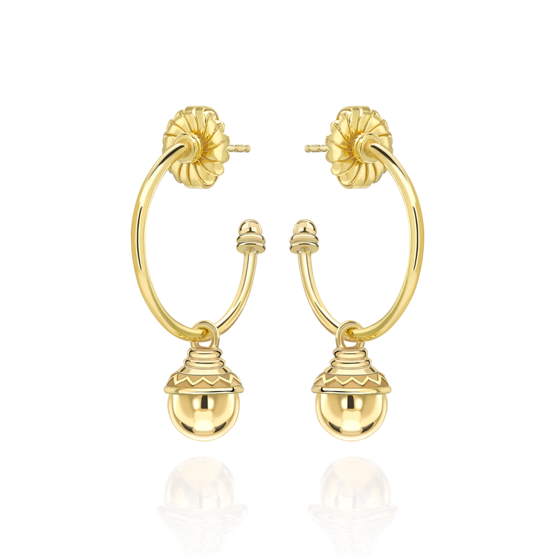 Nada Hoop Earrings - Gold Bead in 18K Gold by Patrick Mavros