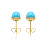 Nada Stud Earrings - Turquoise in 18K Gold by Patrick Mavros