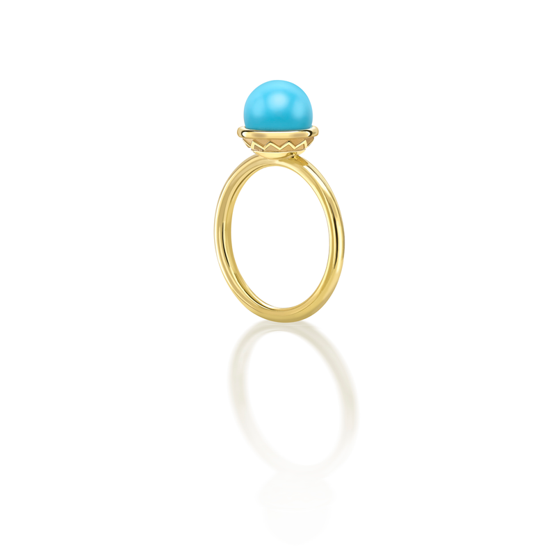 Nada Ring - Turquoise in 18K Gold by Patrick Mavros