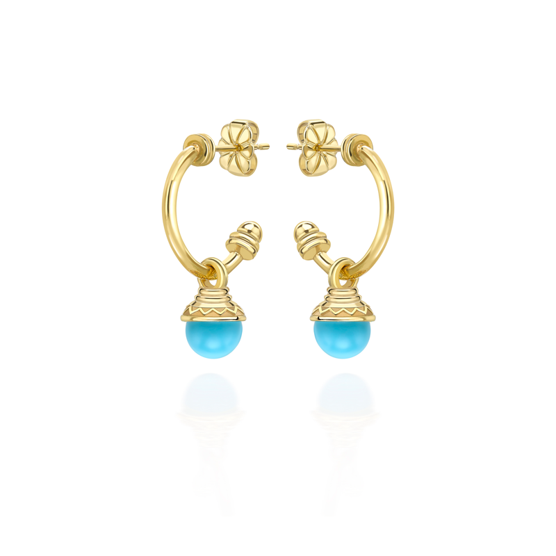 Nada Hoop Earrings - Turquoise in 18K Gold - Small by Patrick Mavros
