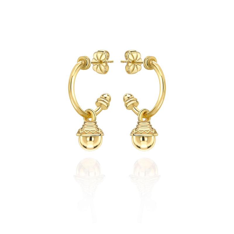 Nada Hoop Earrings - Gold Bead in 18K Gold - Small by Patrick Mavros