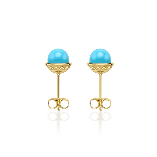 Nada Stud Earrings - Turquoise in 18K Gold - Small by Patrick Mavros