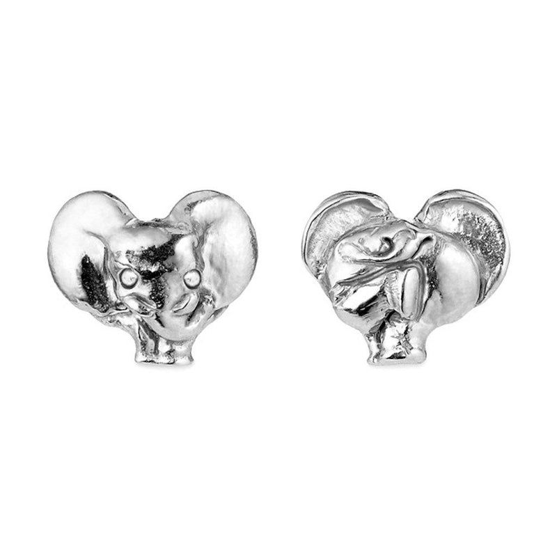 ZoZo Elephant Heart Stud Earrings in Sterling Silver