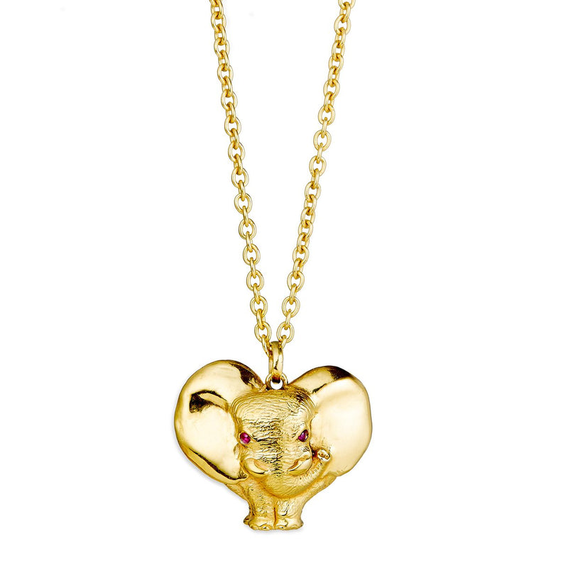 Zozo Ruby Heart Pendant & Chain in 18K Gold - Medium
