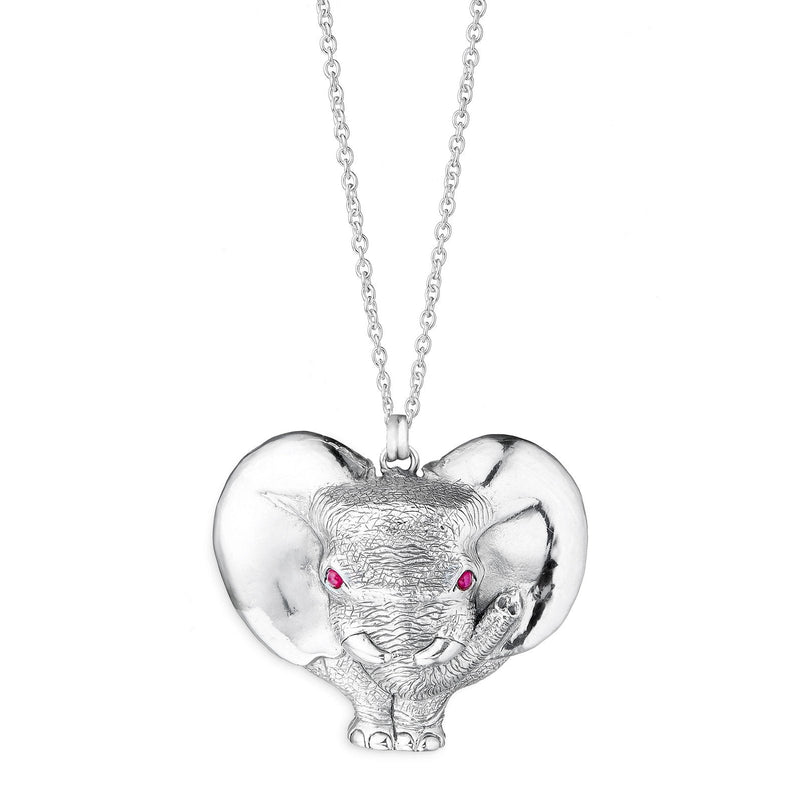 ZoZo Ruby Heart Pendant & Chain in Sterling Silver - Large
