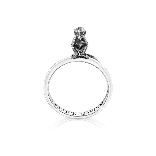 Animal Lover Monkey See No Evil Mini-Ring in Sterling Silver