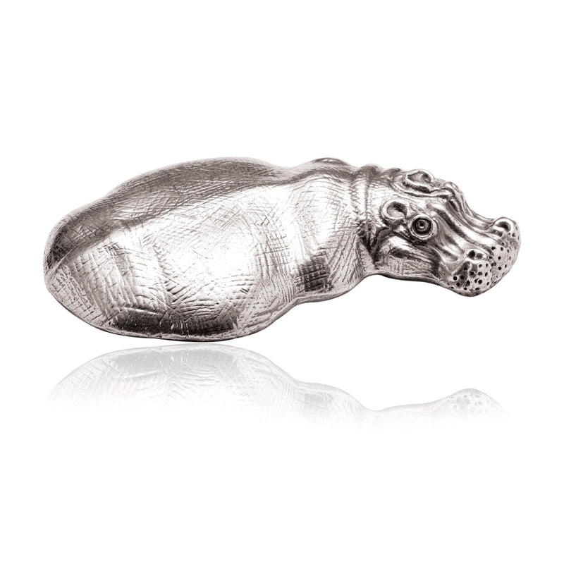 Hippo Flat Paperweight in Sterling Silver - Large