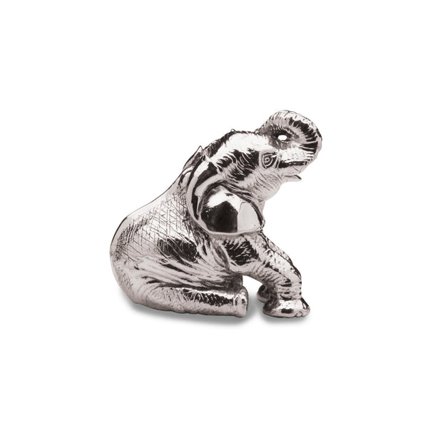 Elephant Sitting Paperweight in Sterling Silver