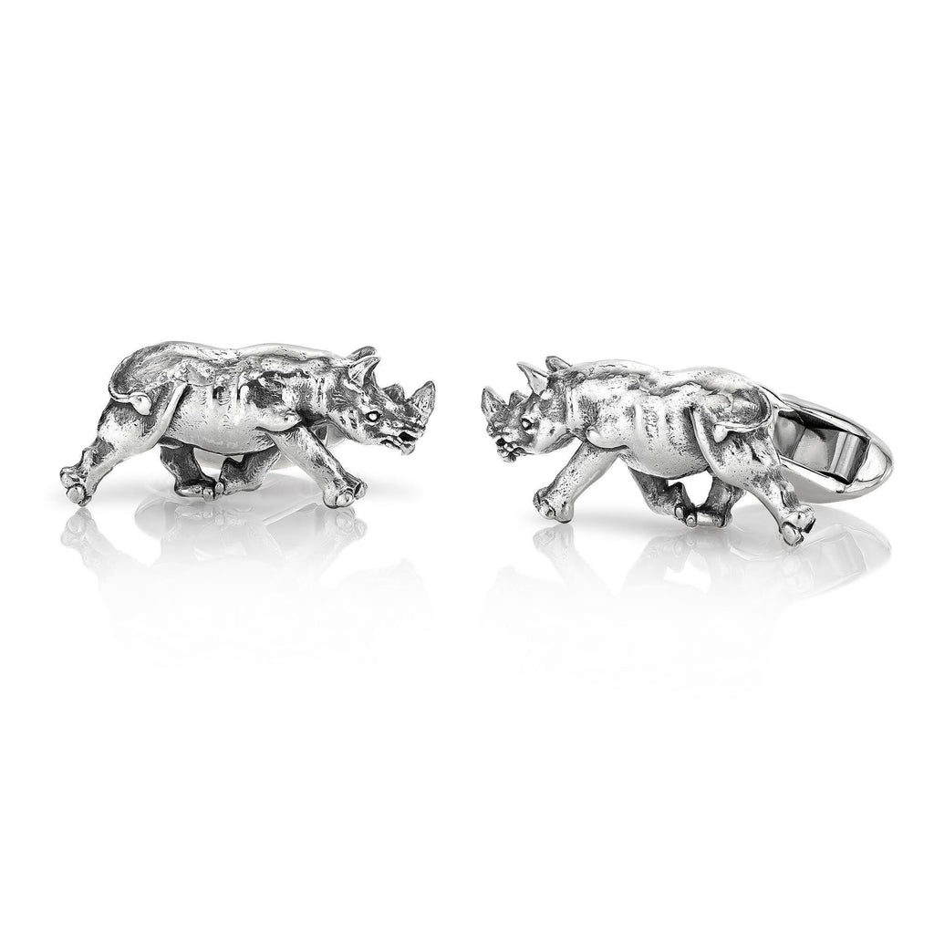 Papa Rhino Cufflinks in Silver by Patrick Mavros
